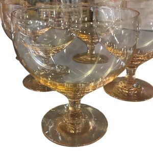 GALENTINES Pink Blown CHAMPAGNE COUPE STEMWARE set/6 {BLUSH PINK} Gorgeous Glass